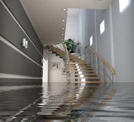 modern interior with stair under the water(3D)